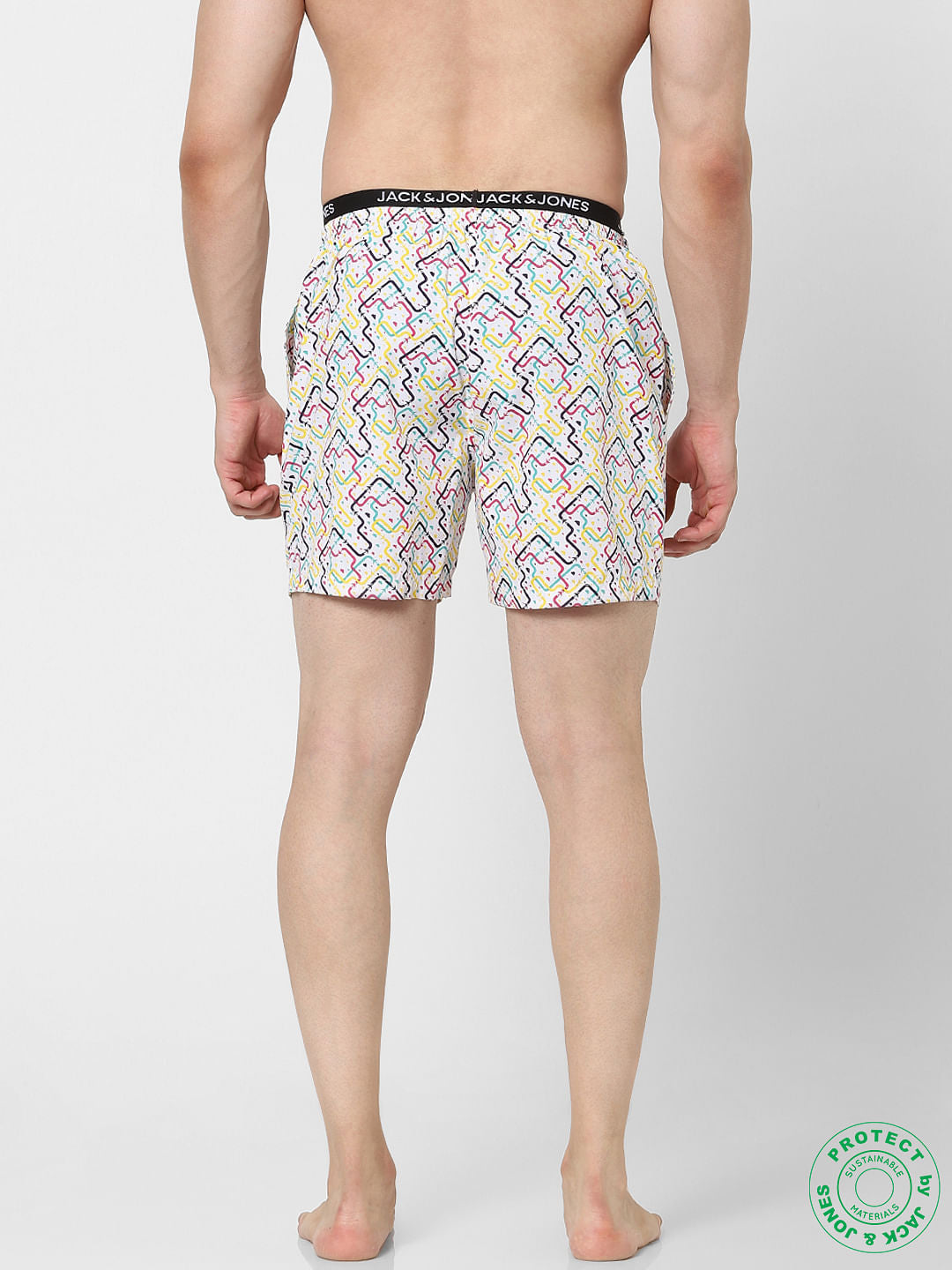 White Abstract Print Boxers