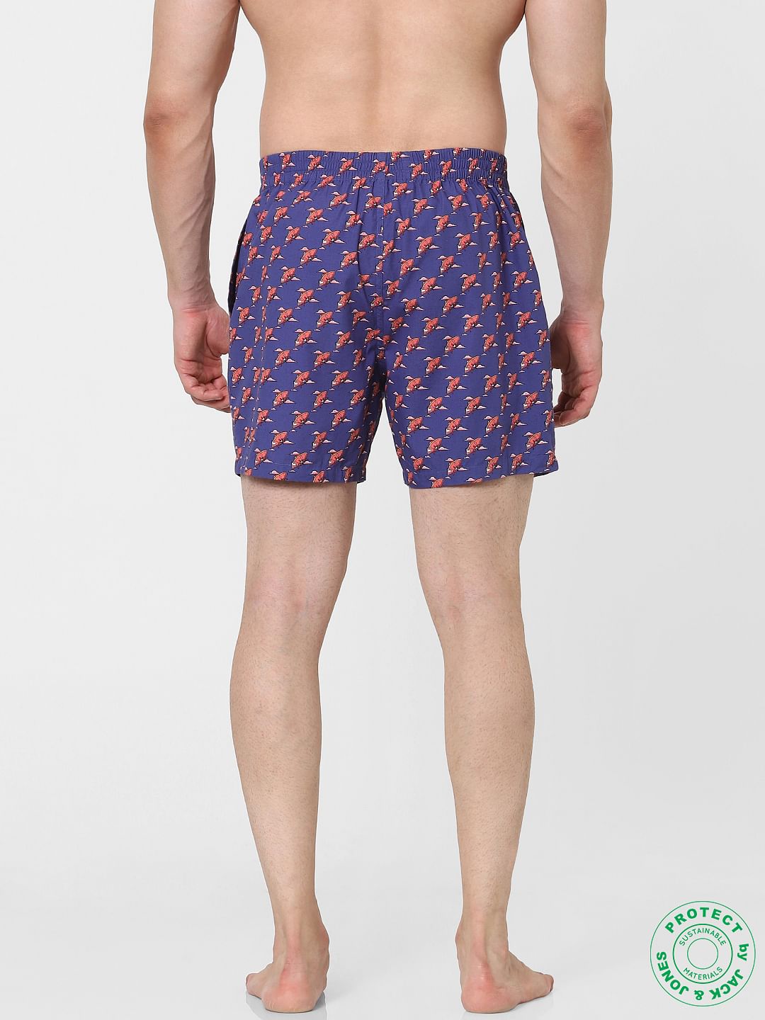 Blue Spaceship Print Boxers