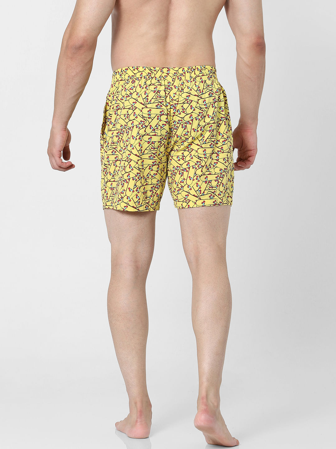Yellow Skateboard Graphic Printed Boxers