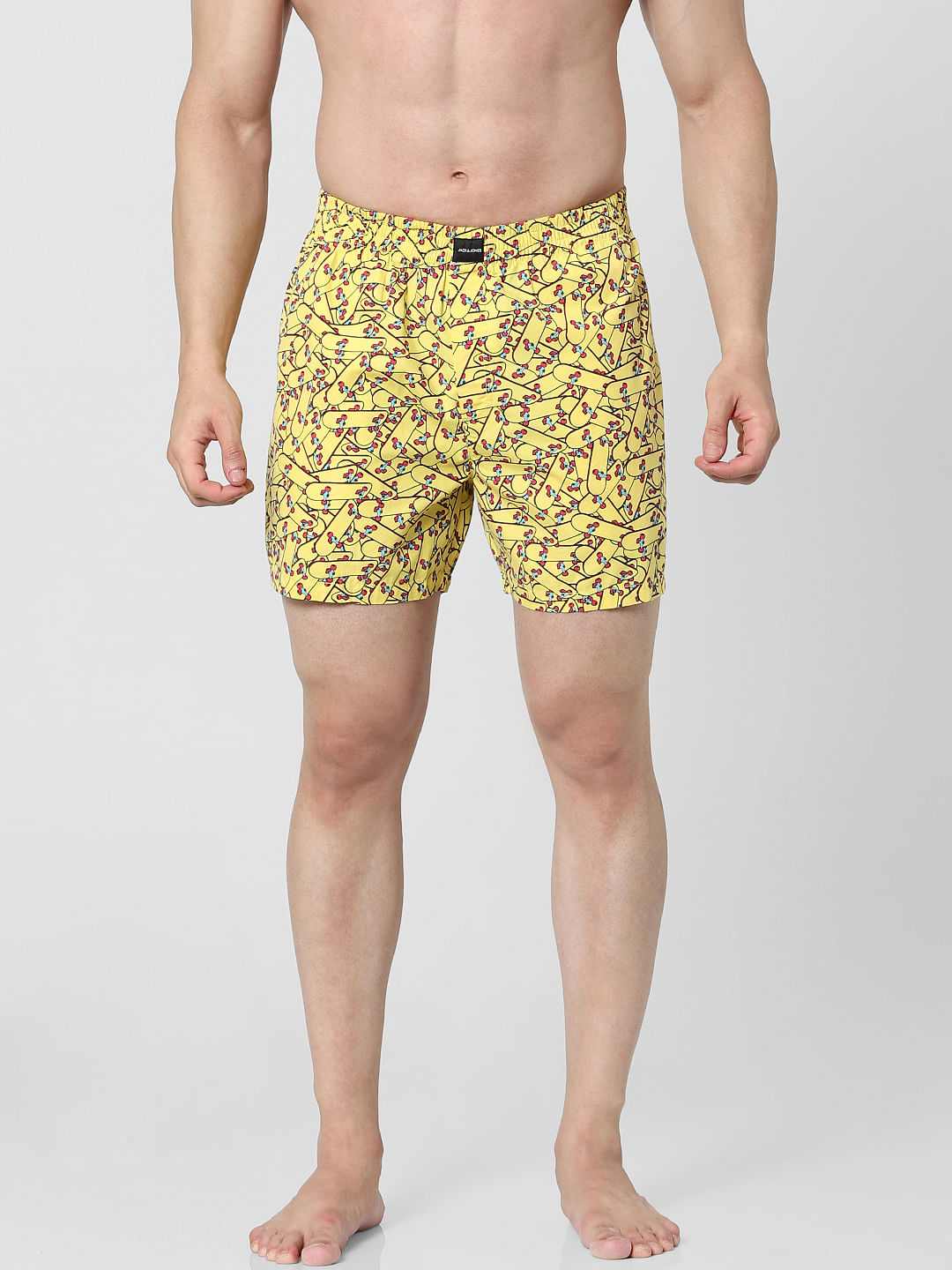 Yellow Skateboard Graphic Printed Boxers