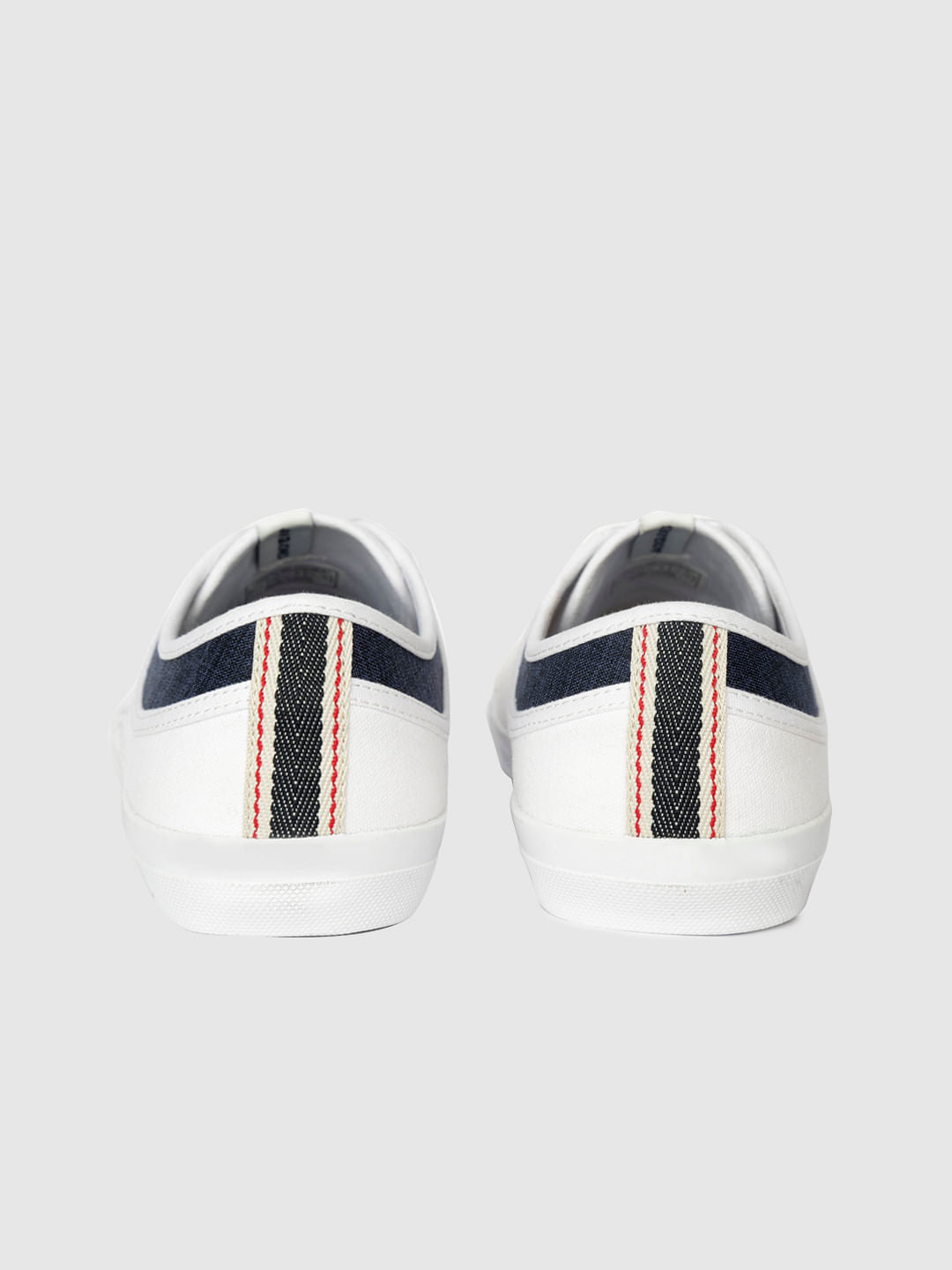 White Canvas Print Pu Sneakers
