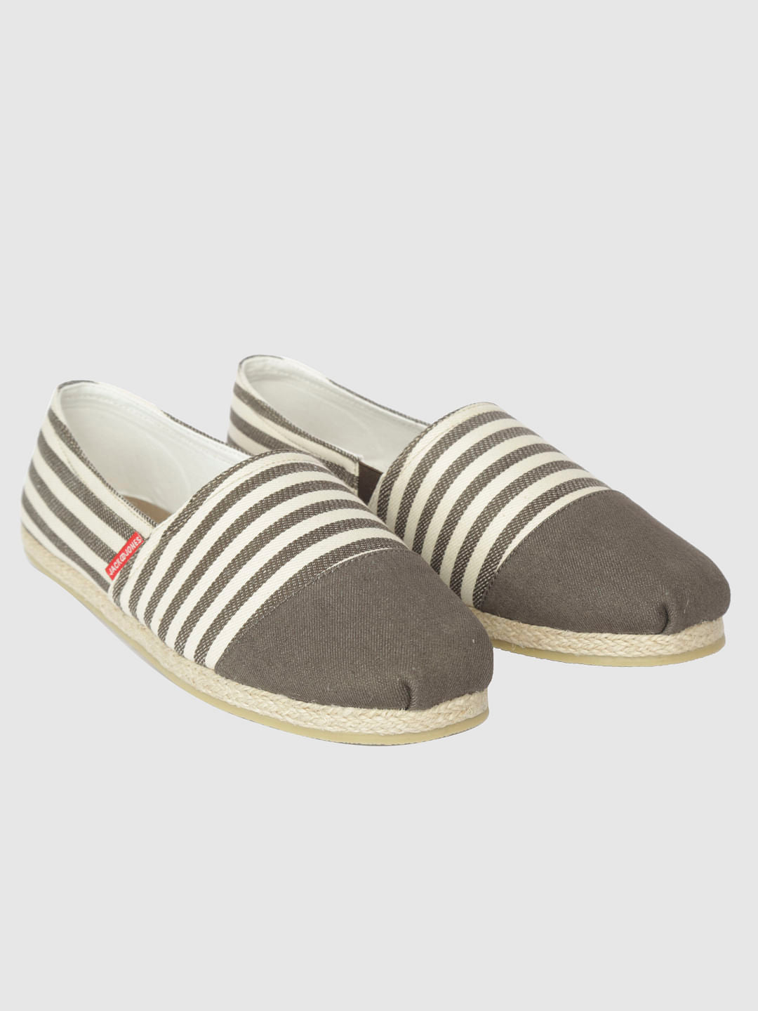 Brown Striped Slip On Espadrilles