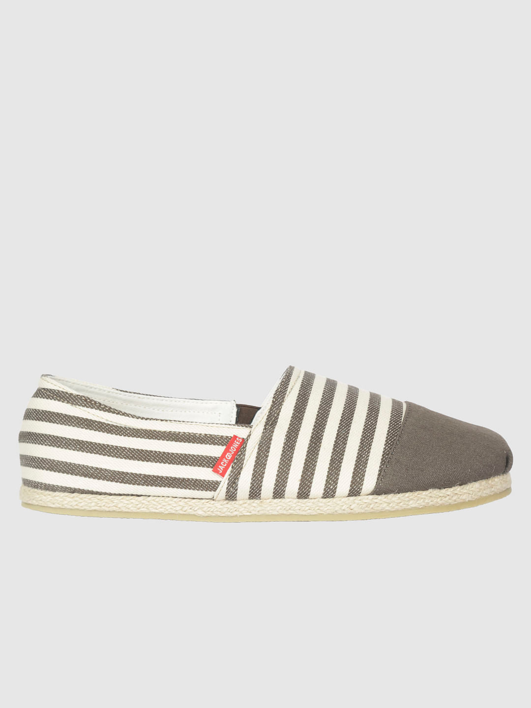 Brown Striped Slip On Espadrilles