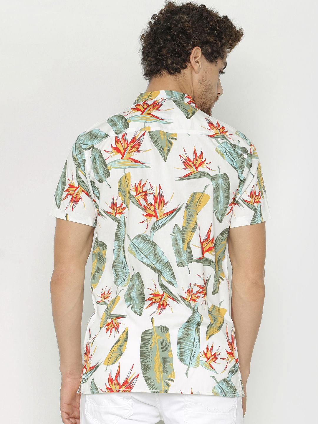 White All Over Print Short Sleeves Shirt