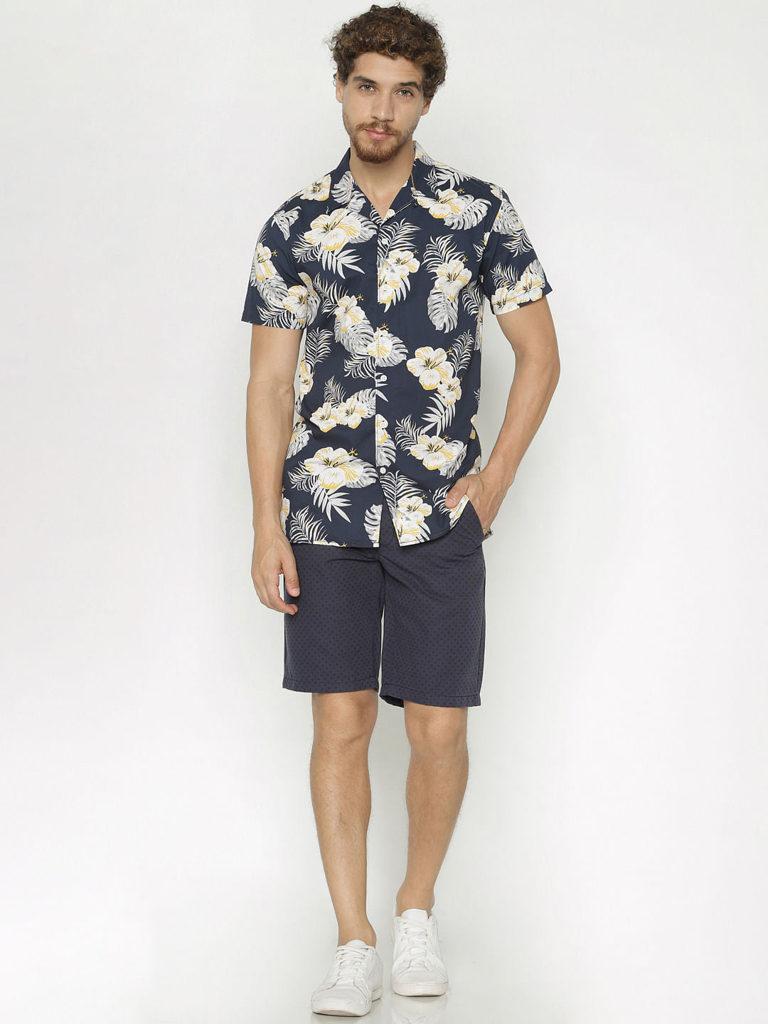Blue All Over Print Short Sleeves Shirt