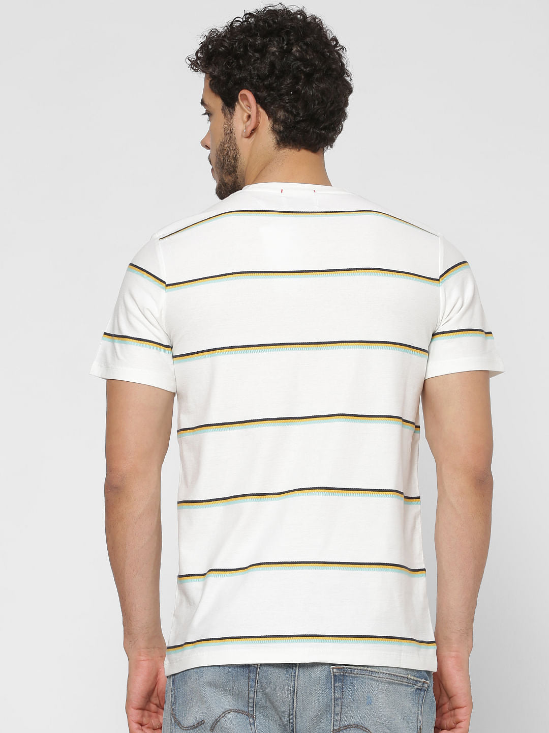 White Striped Crew Neck T-Shirt