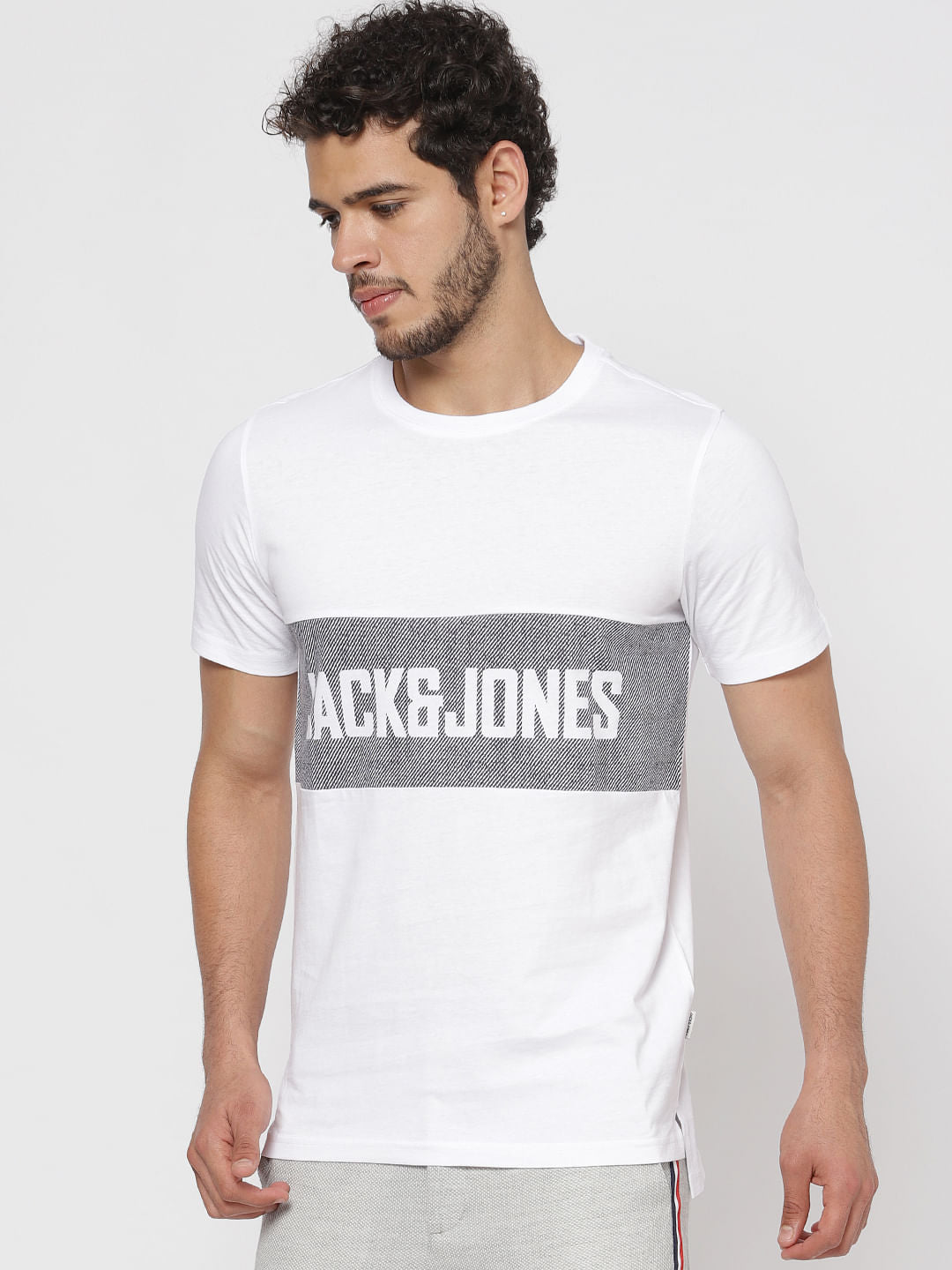 White Text Print Crew Neck T-Shirt