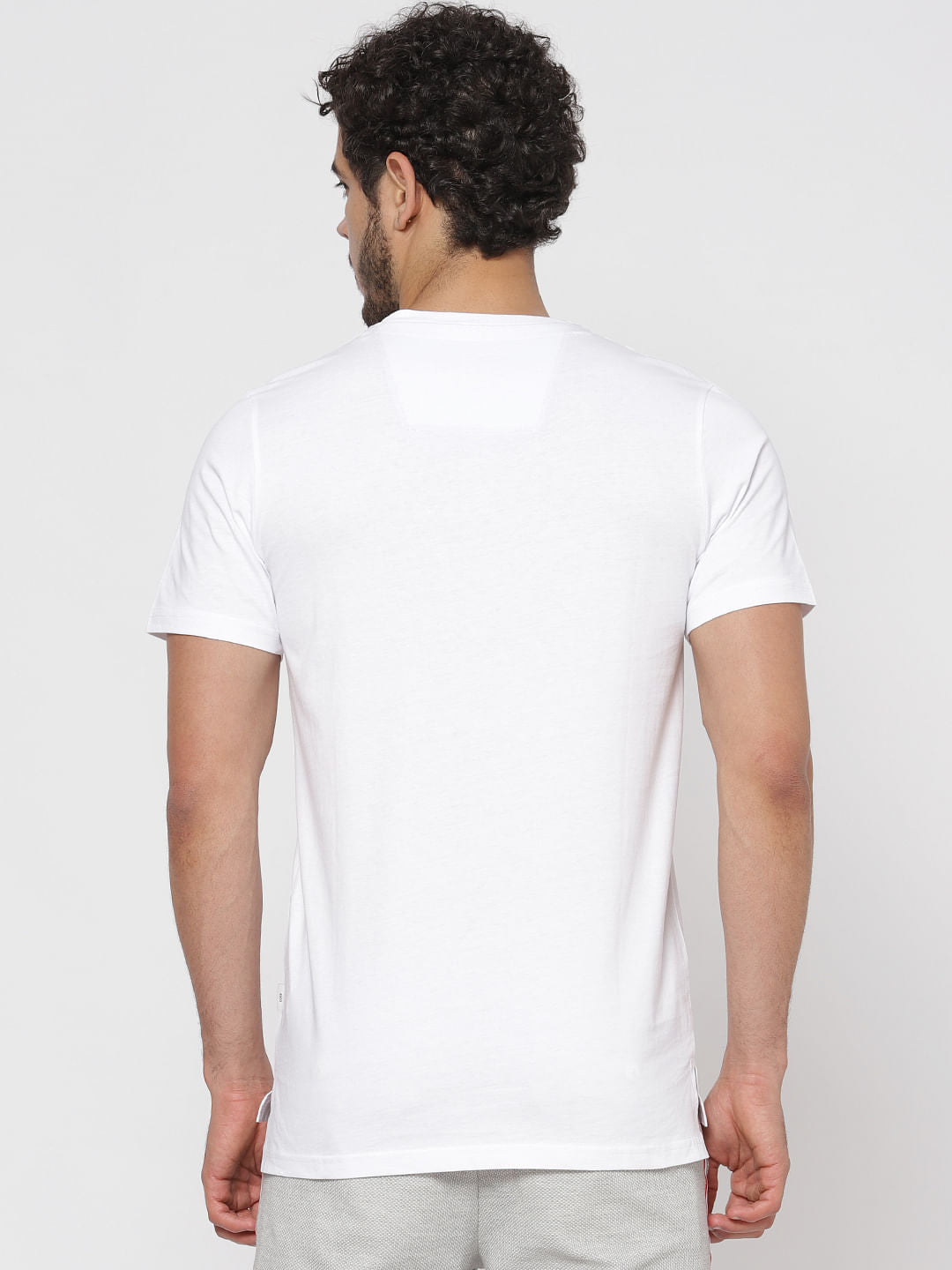 White Text Print Crew Neck T-Shirt