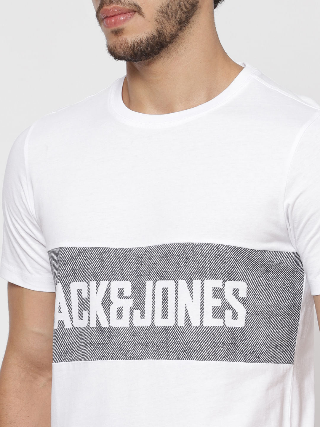 White Text Print Crew Neck T-Shirt