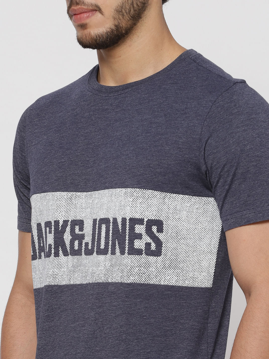 Blue Text Print Crew Neck T-Shirt