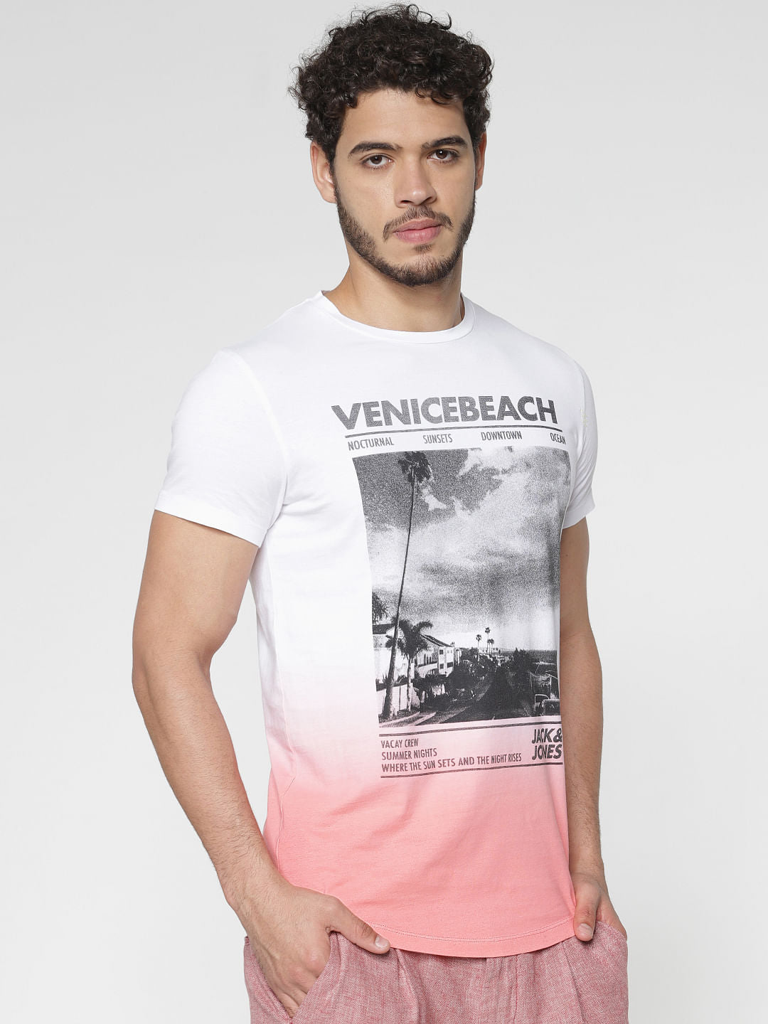 White Graphic Print Crew Neck T-Shirt