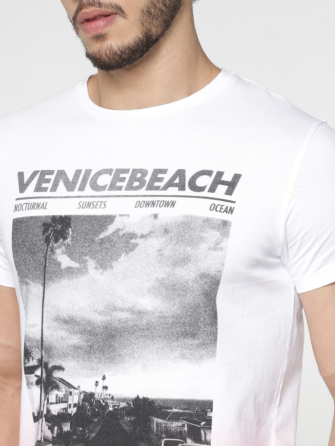 White Graphic Print Crew Neck T-Shirt