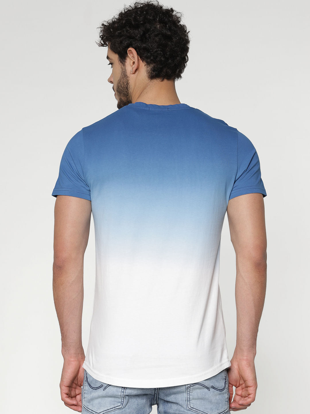 Blue And White Crew Neck T-Shirt