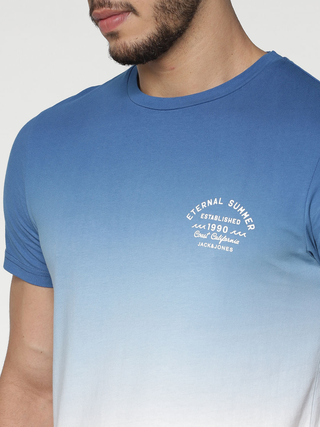 Blue And White Crew Neck T-Shirt