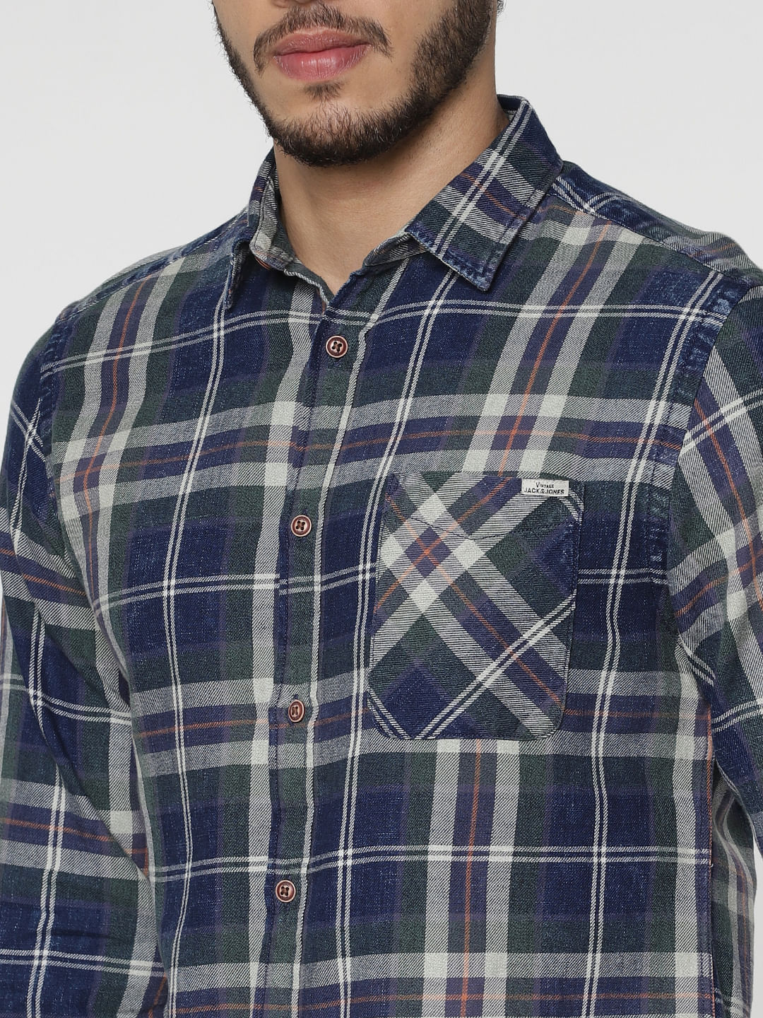Green Multicoloured Checks Slim Fit Full Sleeves Shirt