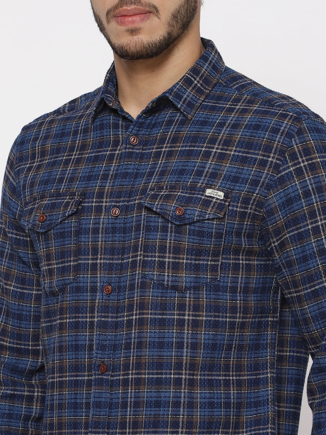 Blue Check Slim Fit Full Sleeves Shirt