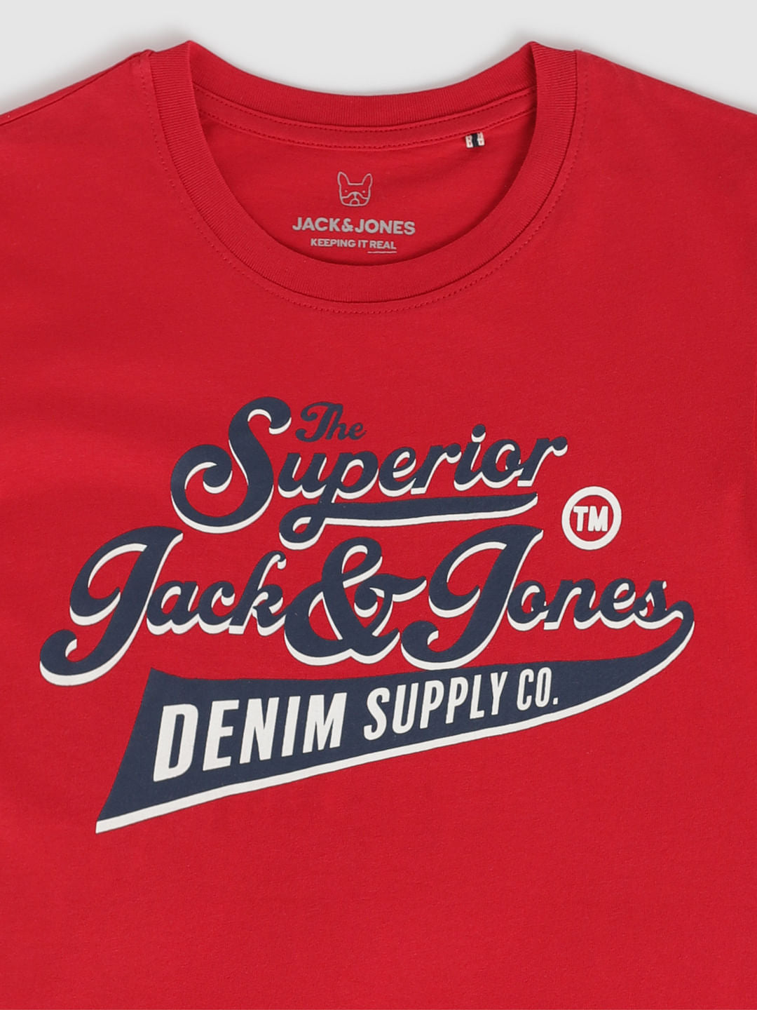 Boys Red Typographic Print Crew Neck T-Shirt