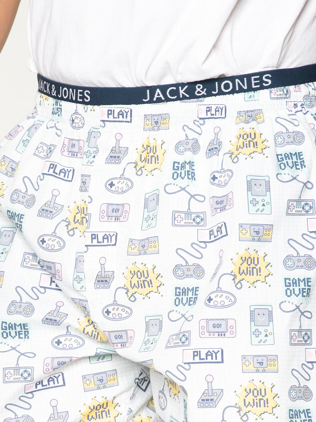 White All Over Video Game Graphic Print Boxers