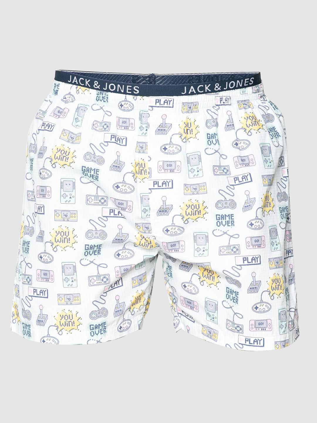White All Over Video Game Graphic Print Boxers