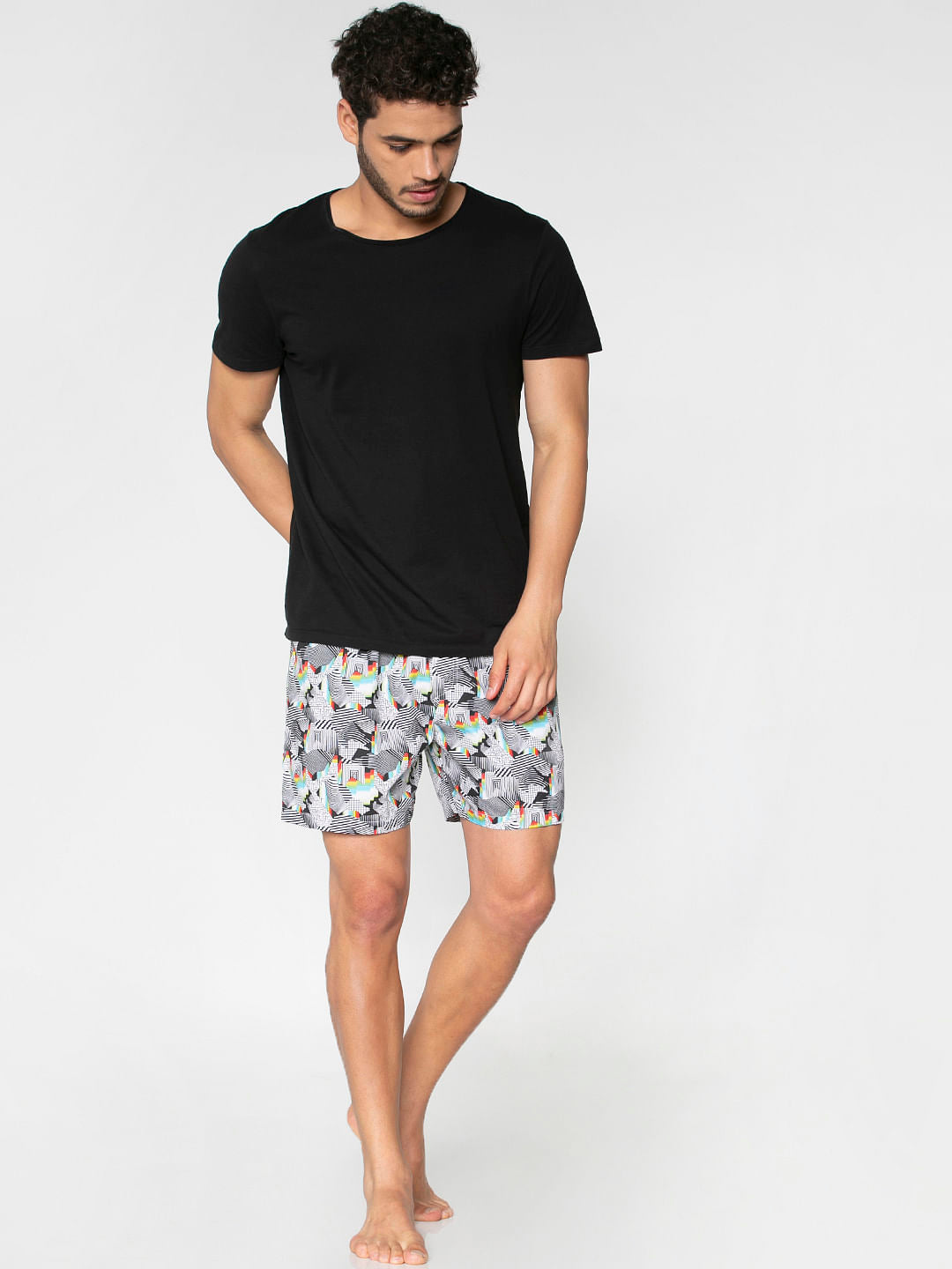 Black All Over Abstract Print Boxers