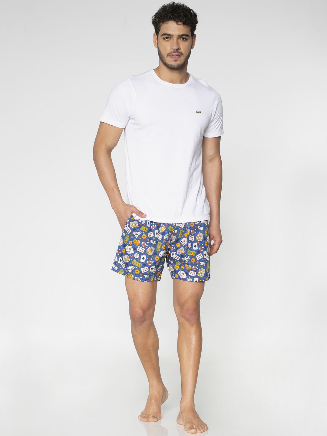 Blue All Over Poker Game Graphic Print Boxers
