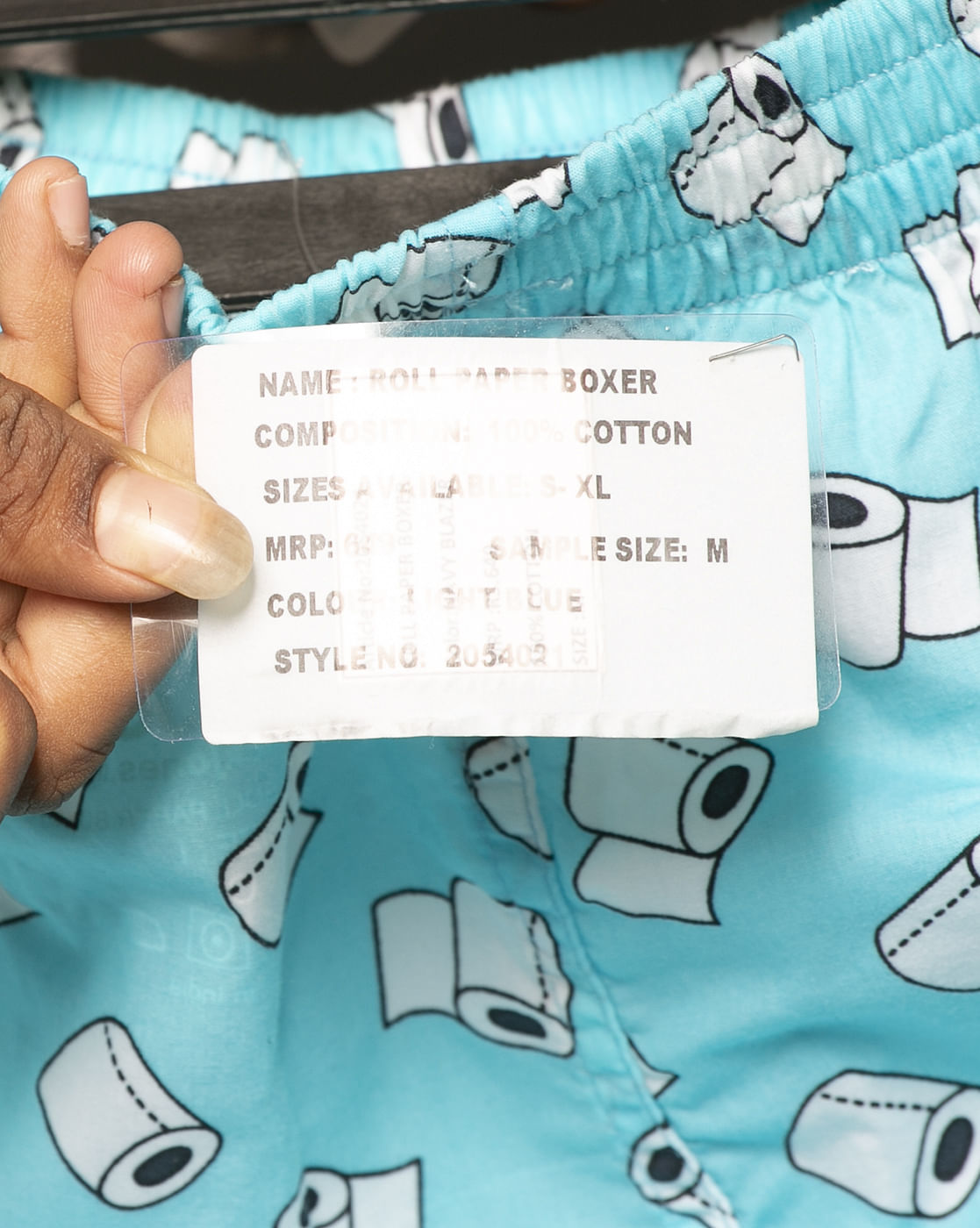 Light Blue All Over Paper Roll Graphic Print Boxers
