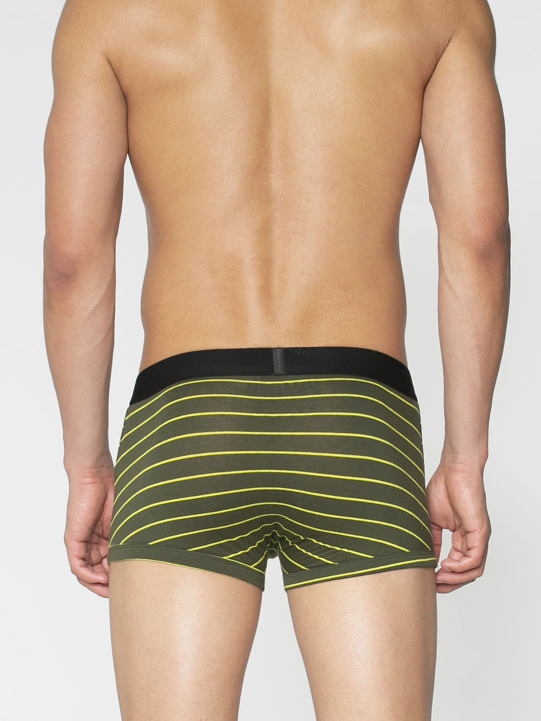 Green And Yellow Striped Brazilian Trunks