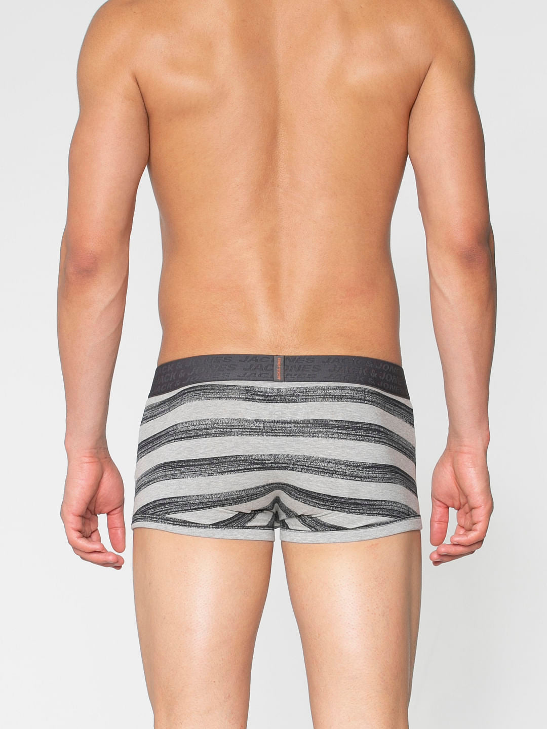 Black And Grey Striped Brazilian Trunks