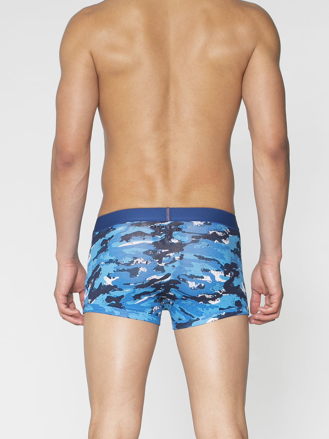 Blue All Over Camo Print Brazilian Trunks