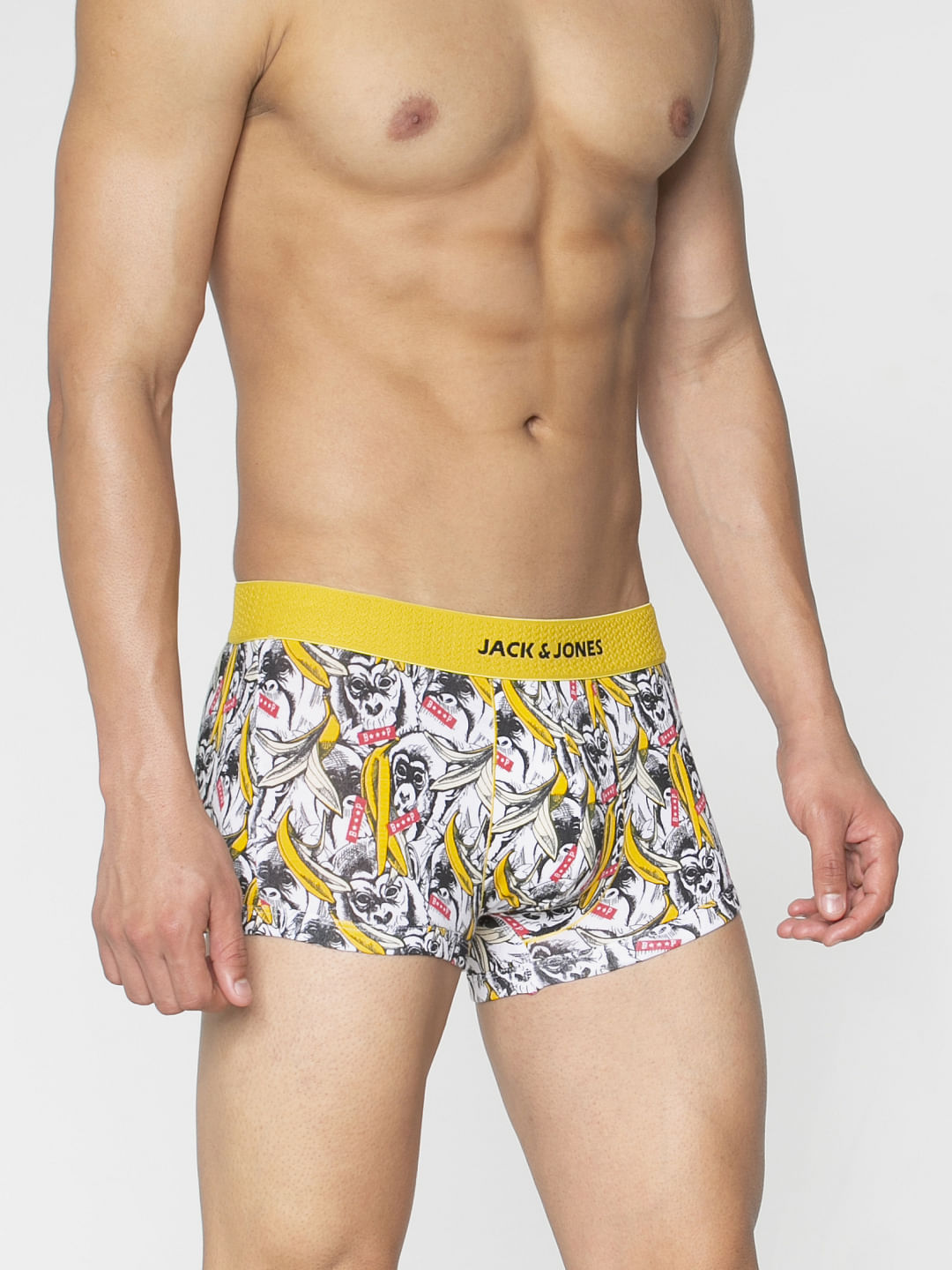 White All Over Graphic Print Brazilian Trunks