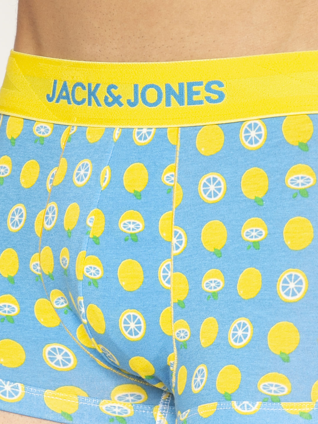 Blue All Over Lemon Print Brazilian Trunks
