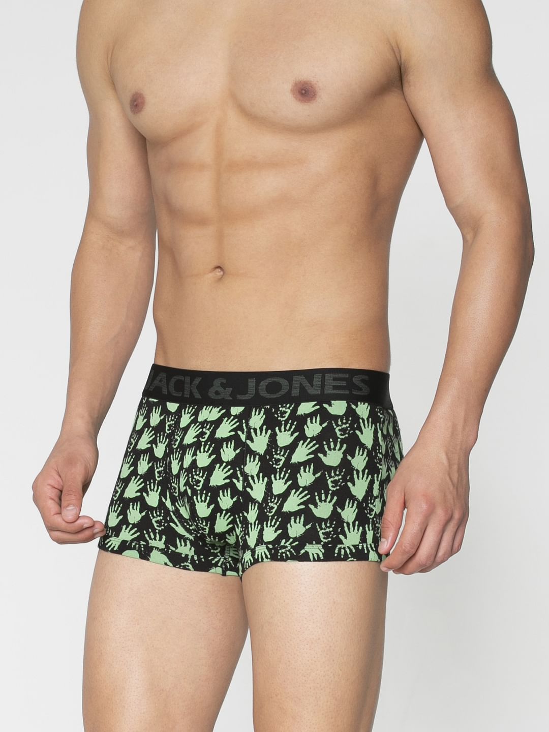 Black All Over Palm Print Brazilian Trunks