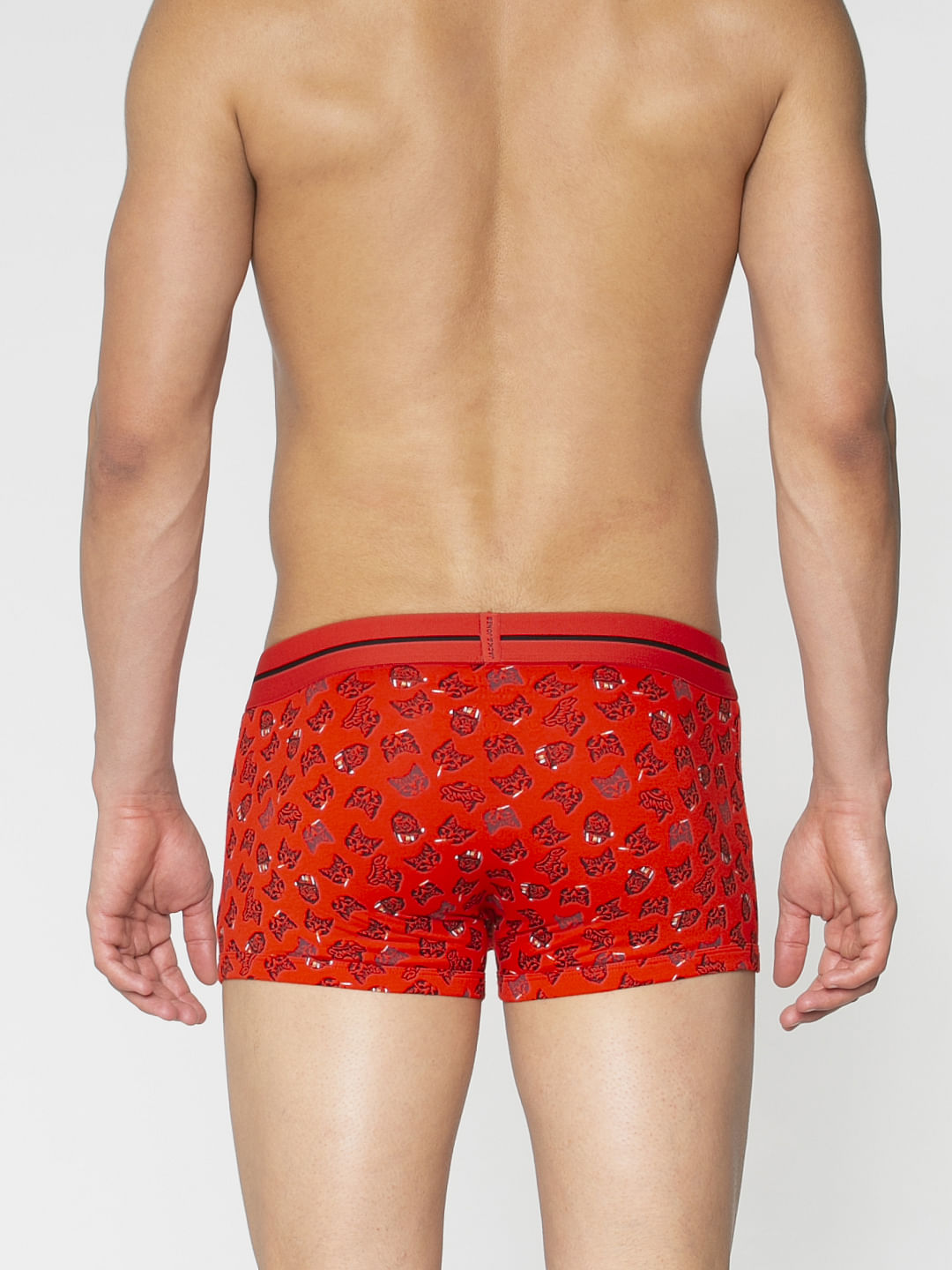 Red All Over Swag Print Brazilian Trunks