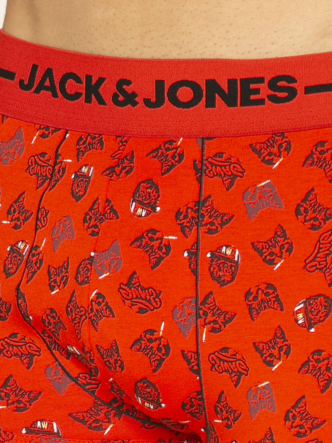 Red All Over Swag Print Brazilian Trunks