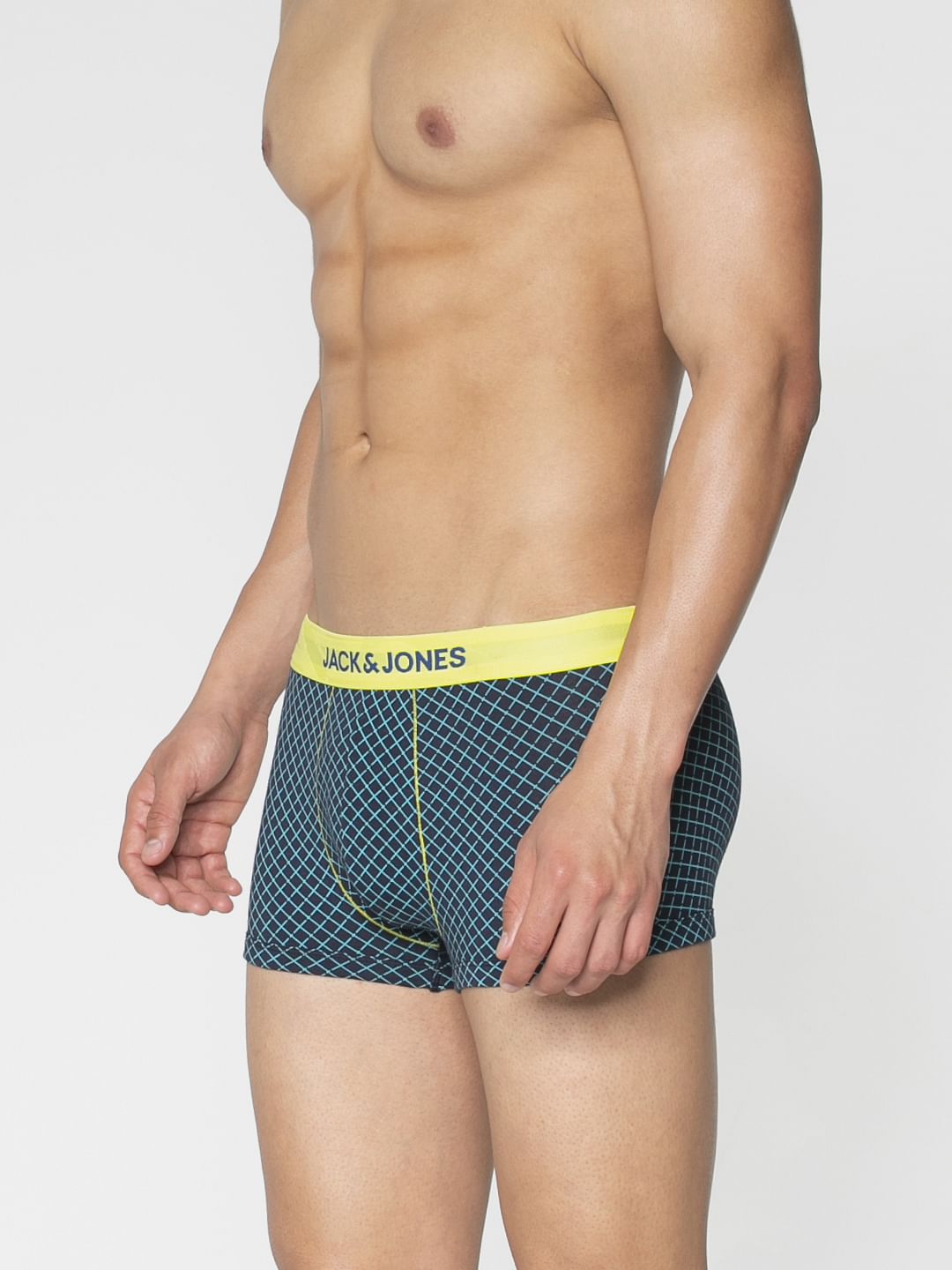 Blue And Black Checks Print Brazilian Trunks