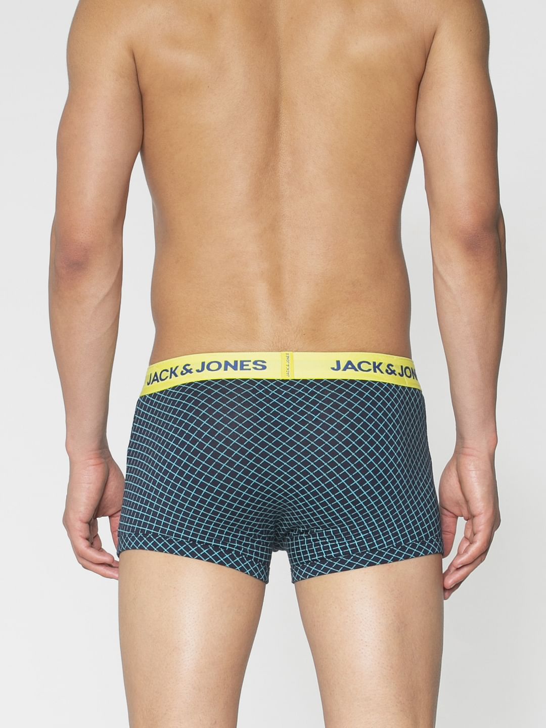 Blue And Black Checks Print Brazilian Trunks