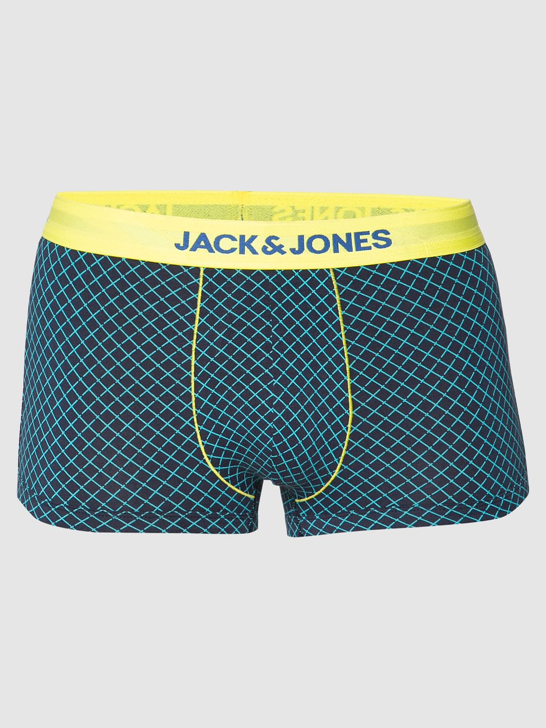 Blue And Black Checks Print Brazilian Trunks