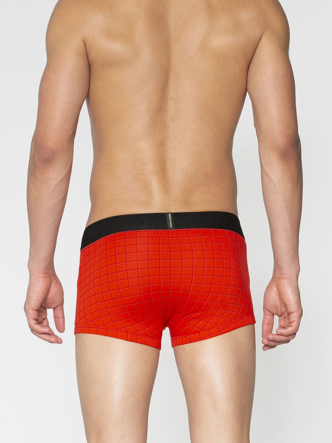 Red Checks Print Brazilian Trunks