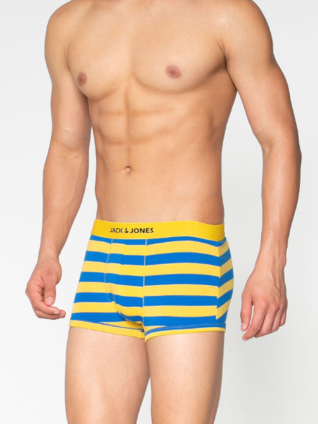 Blue And Yellow Striped Brazilian Trunks