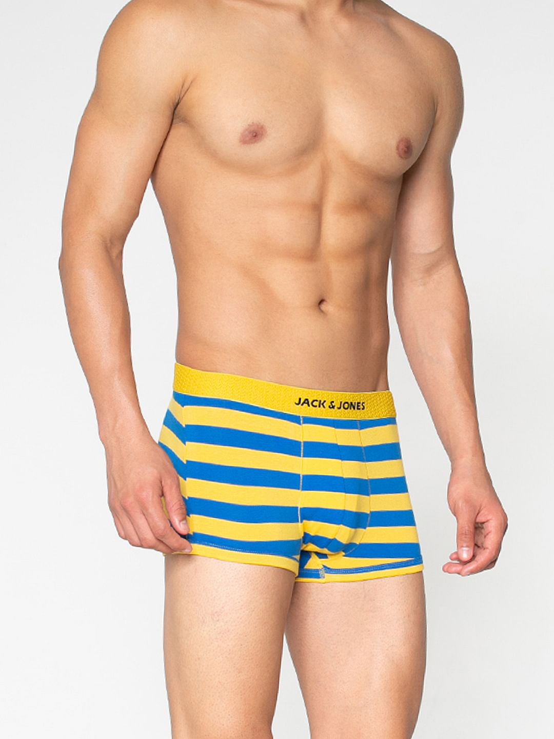 Blue And Yellow Striped Brazilian Trunks