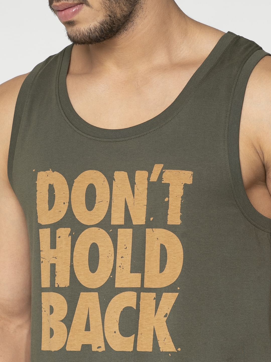 Dark Green Text Print Vest