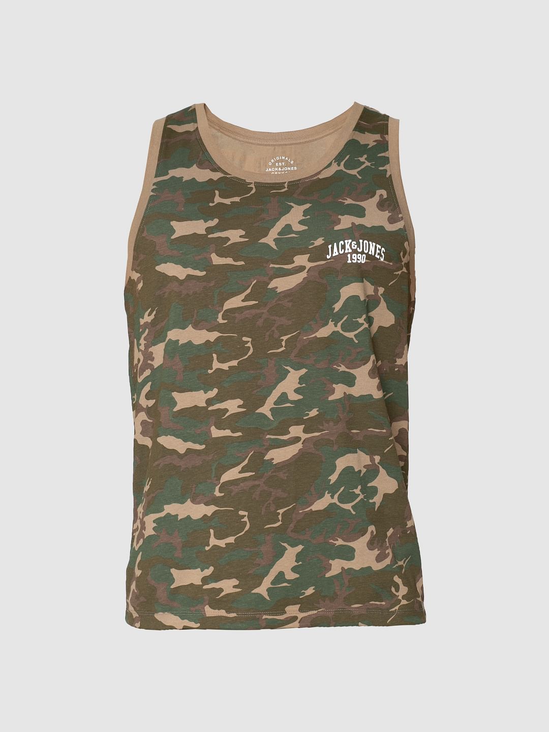 Green All Over Camo Print Vest