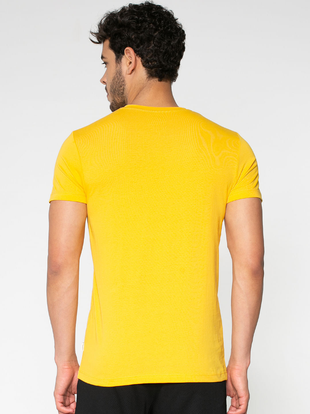 Yellow Logo Print Crew Neck T-Shirt
