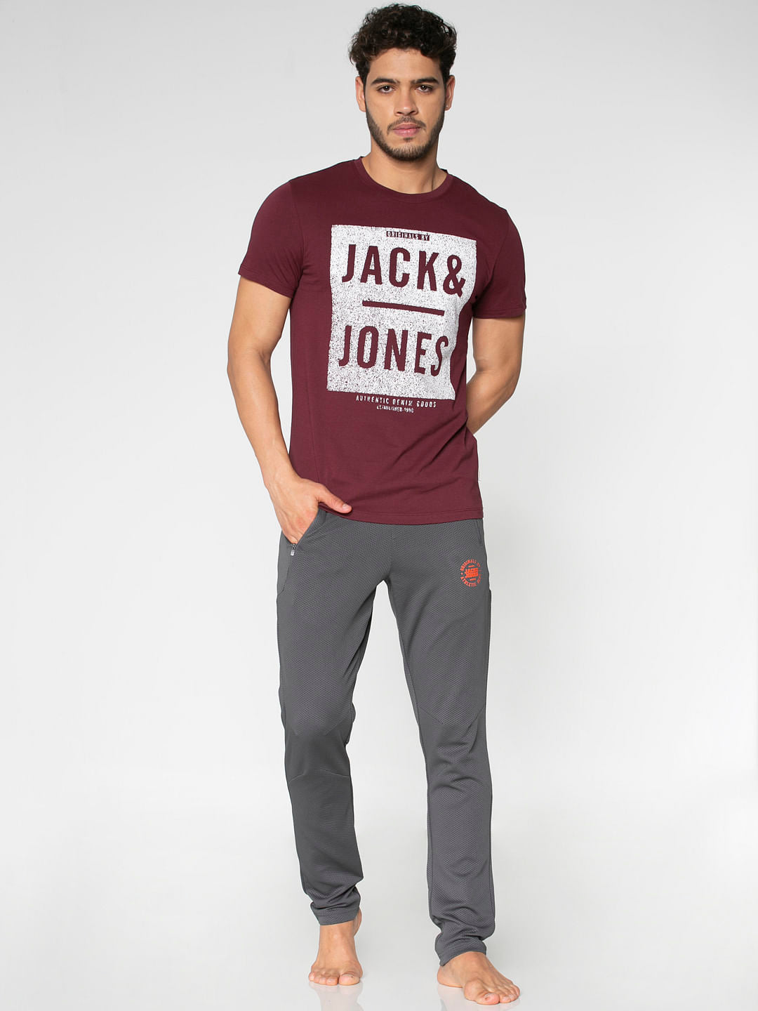 Red Text Print Crew Neck T-Shirt