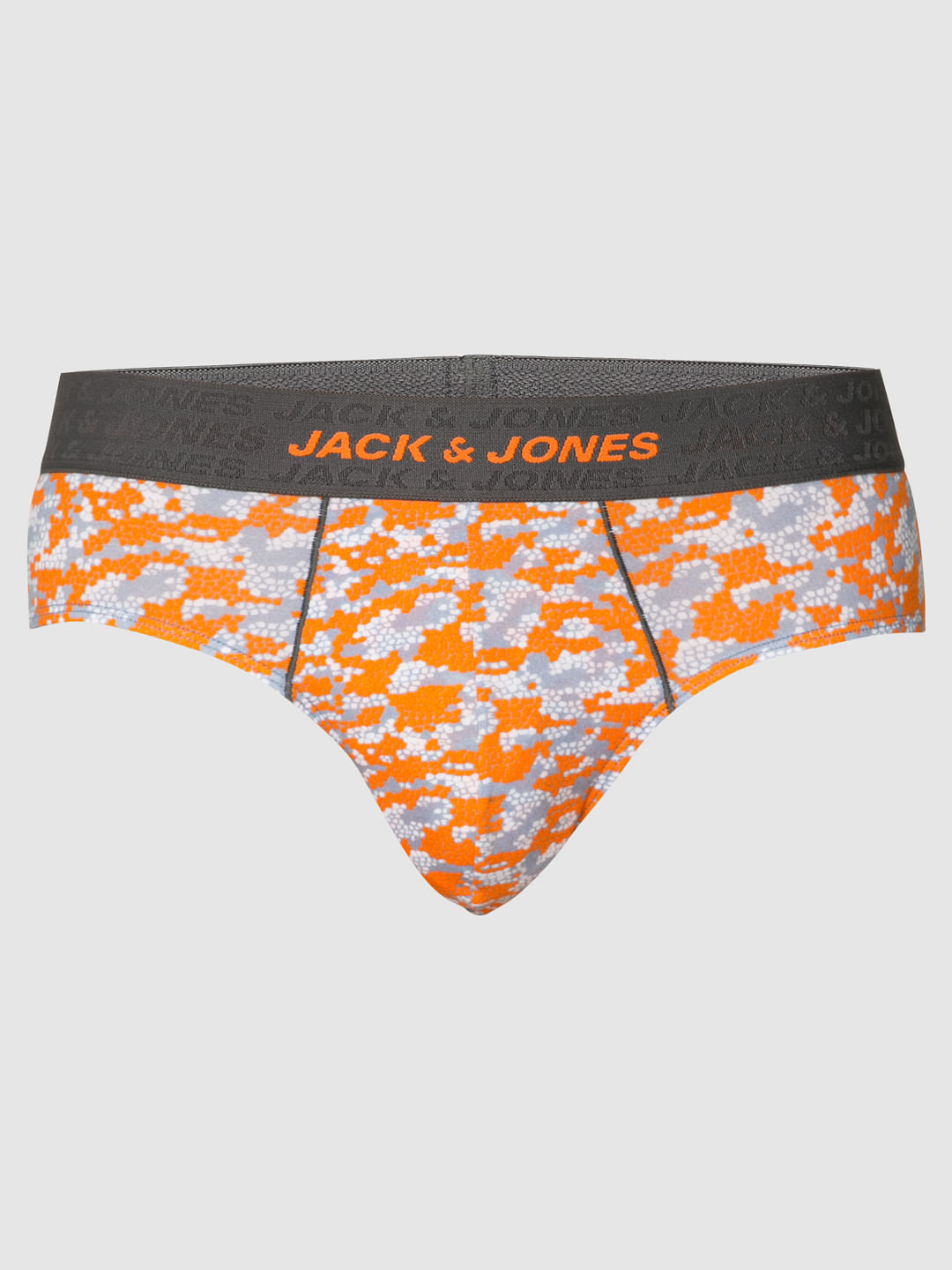 Grey And Orange Print Briefs