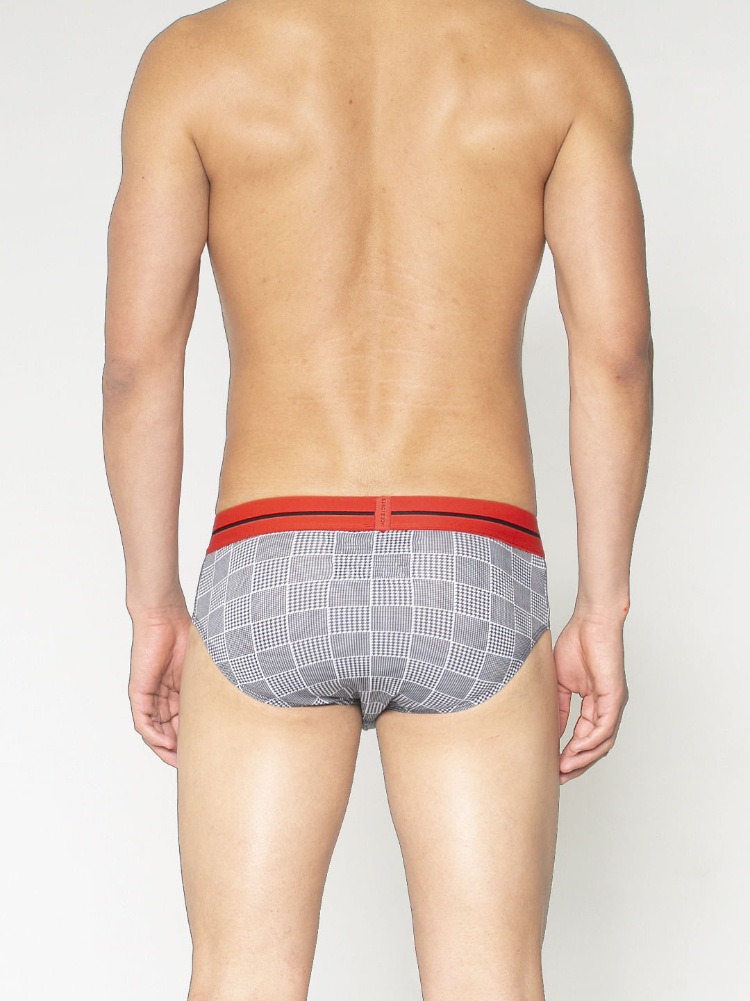 Grey Houndstooth Checks Print Briefs