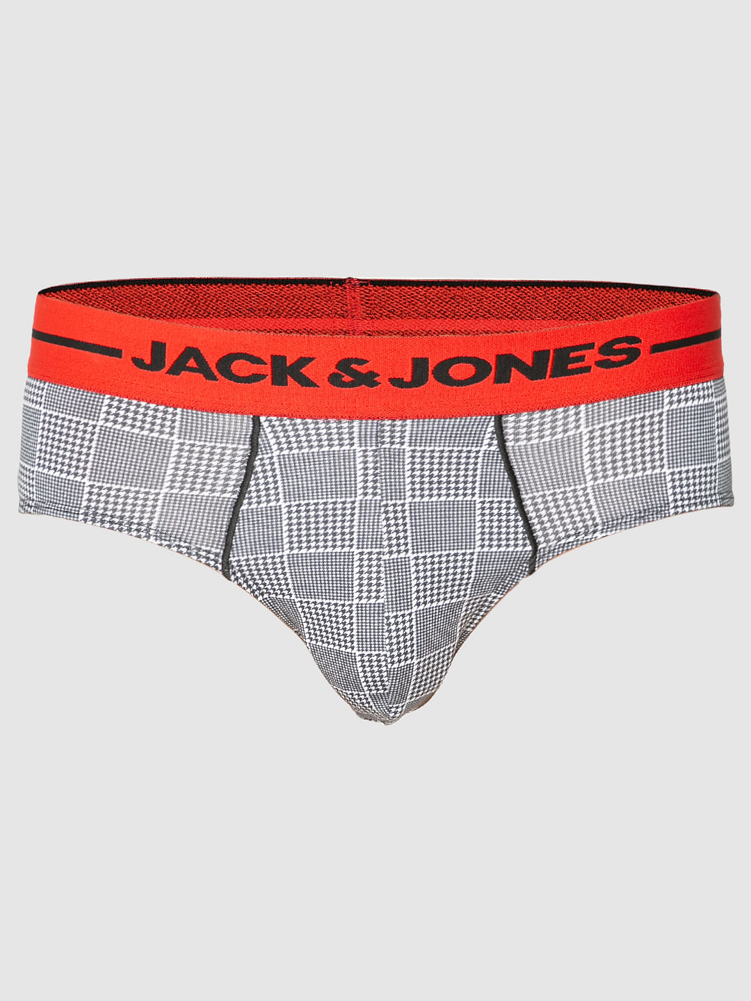 Grey Houndstooth Checks Print Briefs