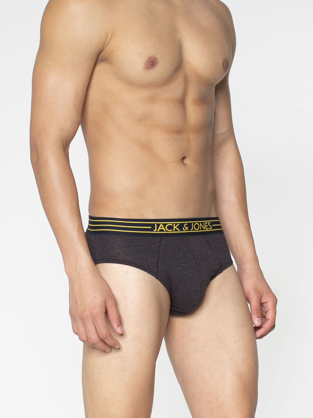 Black Textured Print Briefs