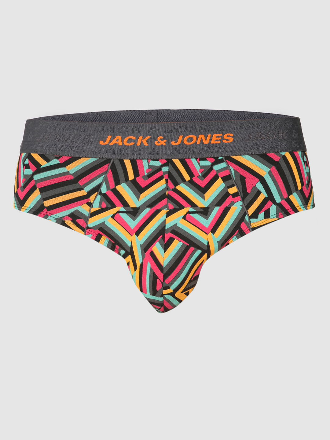 Orange Multicoloured Abstract Print Briefs