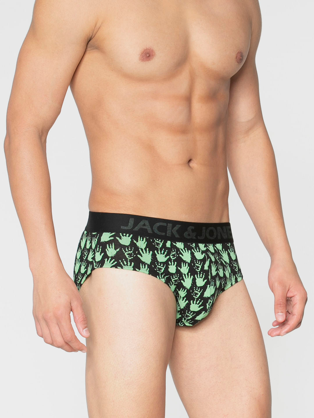 Black All Over Palm Print Briefs